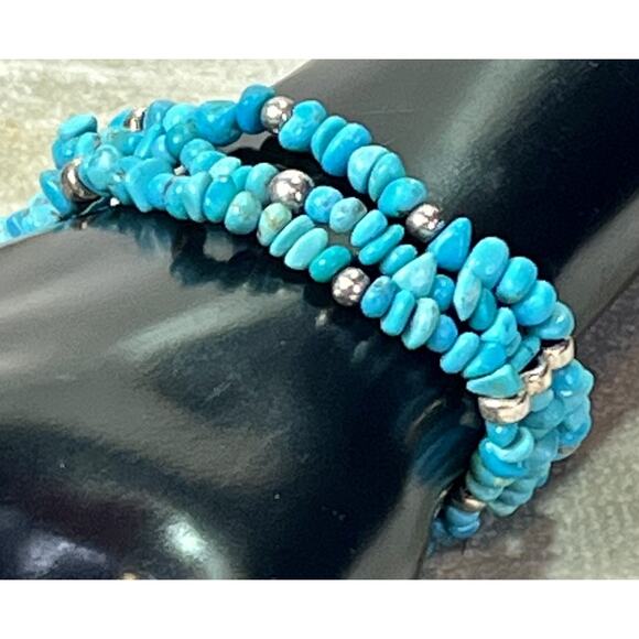 Carolyn Pollack Relios Vintage Turquoise & 925 Bead Coil Wrap Bracelet - Picture 3 of 11